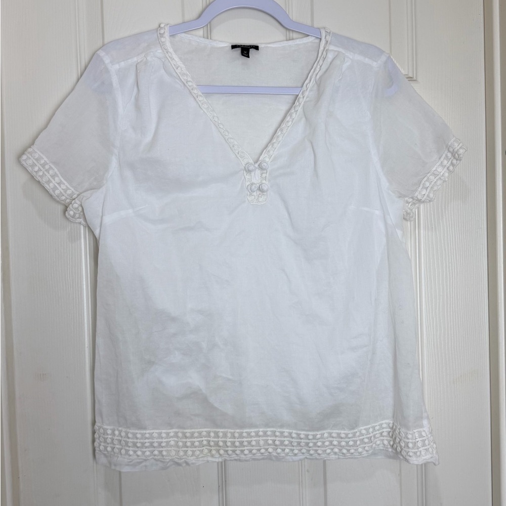 Talbots White Short Sleeve Blouse